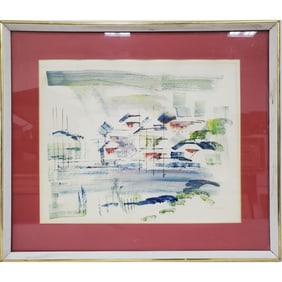 Signed Vintage Abstract Watercolor on Paper