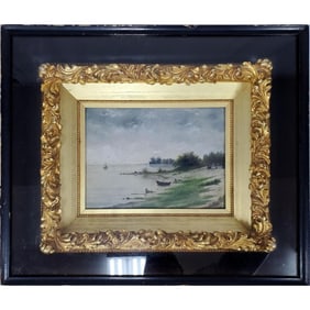 Antique Signed Painting, Oil on Board