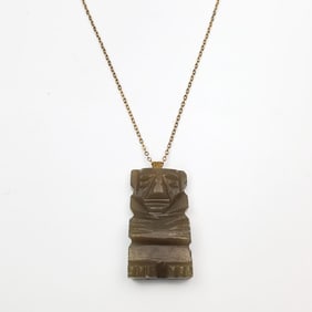 Chinese Hard Stone Pendant Necklace