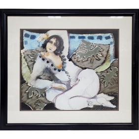 Signed Watercolor Painting of a Woman