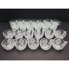 2 Sets of Cut Glass Tea Cups