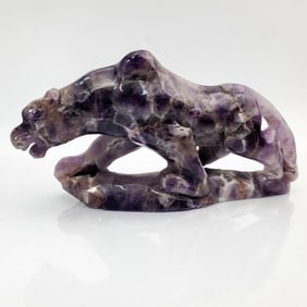 Carved Amethyst Figure of a Panther