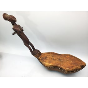 Antique African Carved Wood Bow Harp