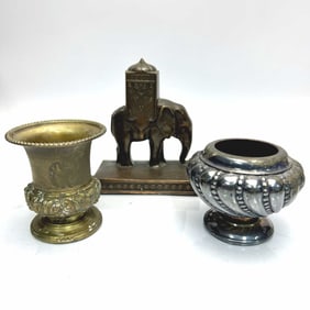 Lot of 2 Vintage Ashtrays & a Bookend