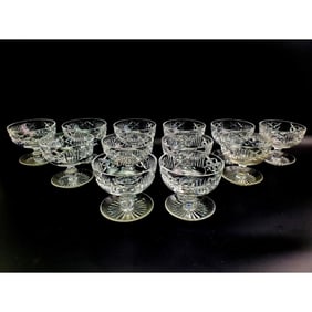 12 Unusual Vintage Cut Glass Ice Cream Bowls