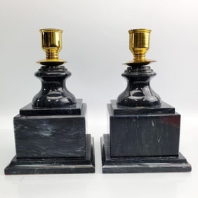 Pair of Vintage Mottahedeh Marble Candle Holders