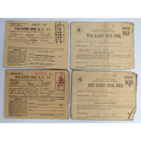 Lot of 4 Rare 1930's War Ration Books