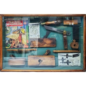 Shadow Box Display of Vintage Woodworking Tools