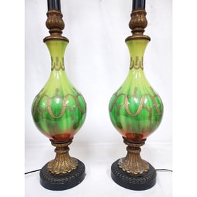 Pair of Large Mid-Century Glass Lamps