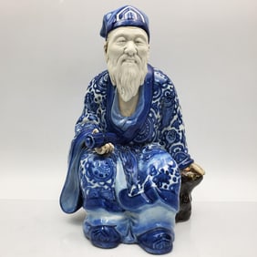 Chinese Porcelain Blue & White Figure of a Mud Man