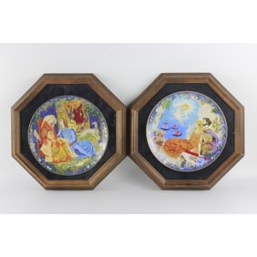 Lot of 2 Framed Portrait Plates