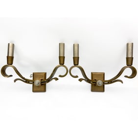 Pair of Antique Art Deco Bronze Wall Sconces