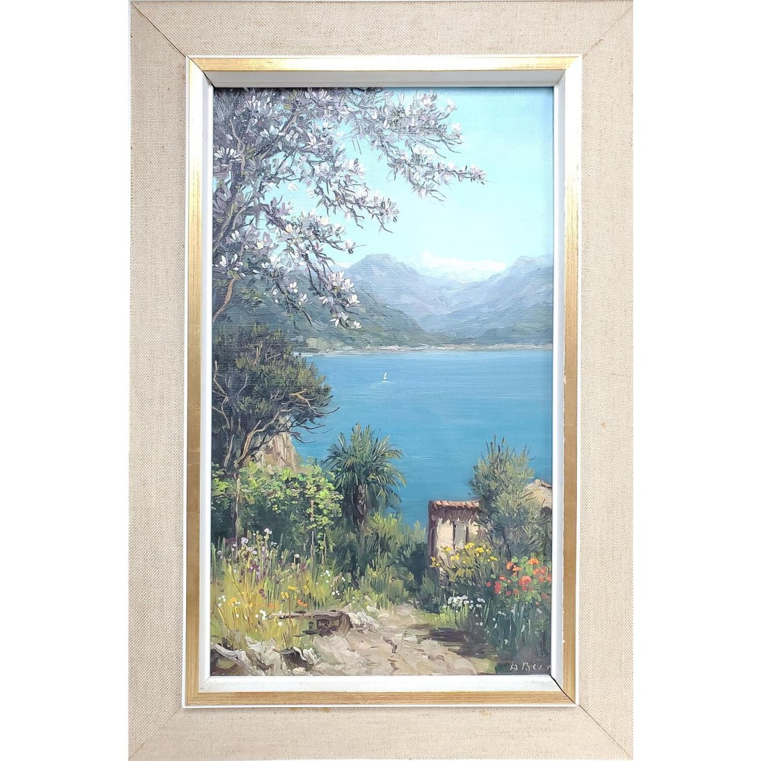 Vintage Signed Dutch Painting, Oil on Canvas: Vintage Signed Dutch Painting, Oil on Canvas "Lake Scene". Circa 1950s or Early 1960s. Signed Lower Right. In Original Frame. Condition: Generally Very Good. Dimensions: Sight L-19.25" x W-11". Frame 
