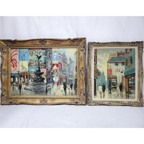 Lot of 2 Vintage Paintings, Oil on Canvas