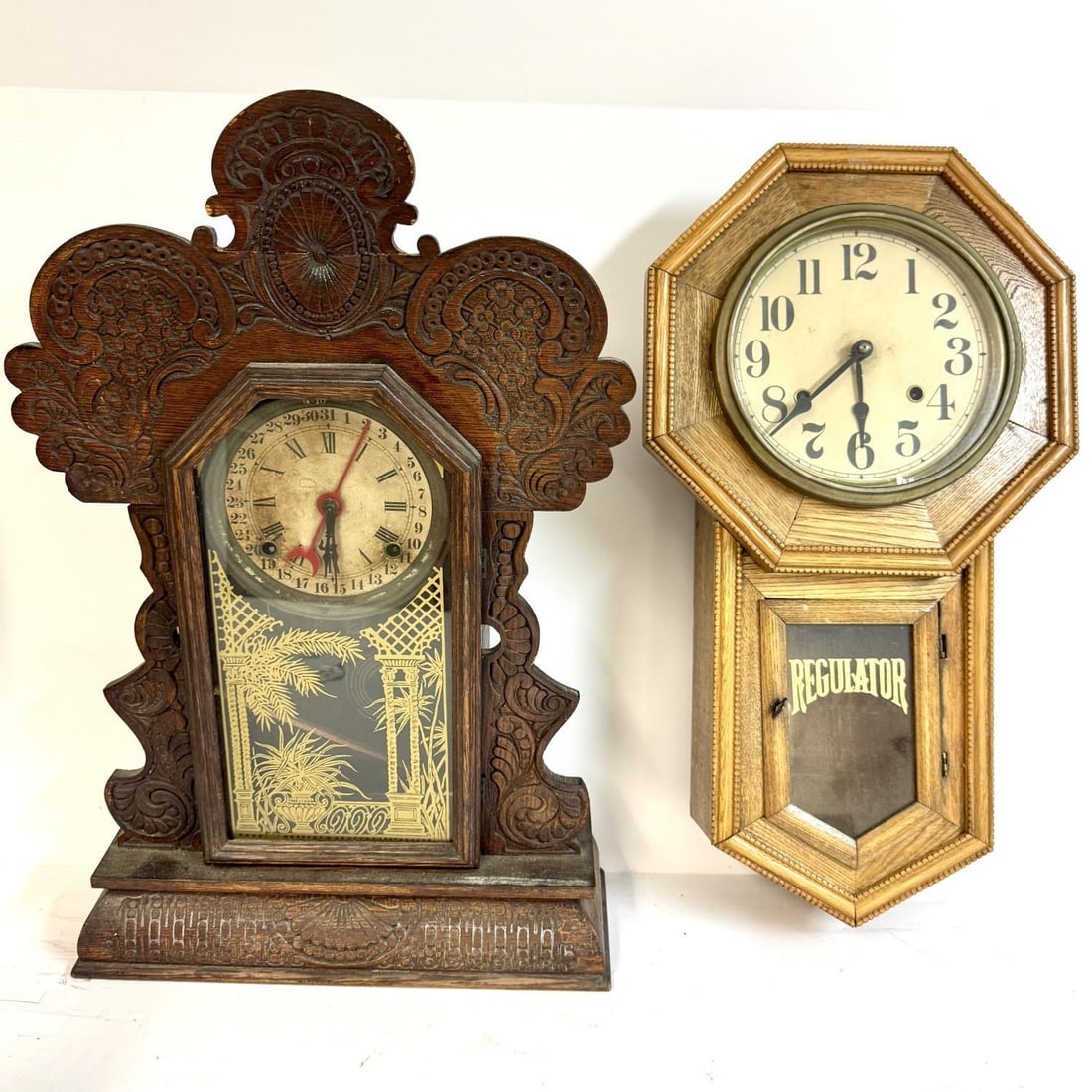 Lot of 2 Antique American Wood Clocks (1 of 2)
