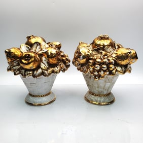 Pair of Vintage Italian Porcelain Covered Jars