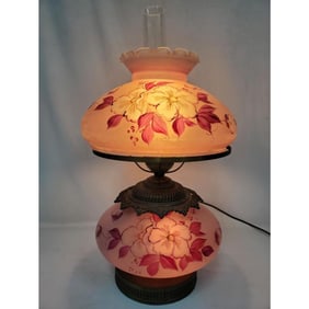 Antique Hand Painted Hurricane Lamp