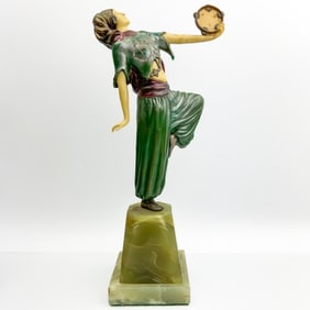 Antique Art Deco Metal Sculpture of a Dancer