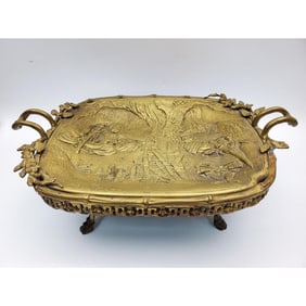 Antique 19th C. Belgian Bronze Footed Tray