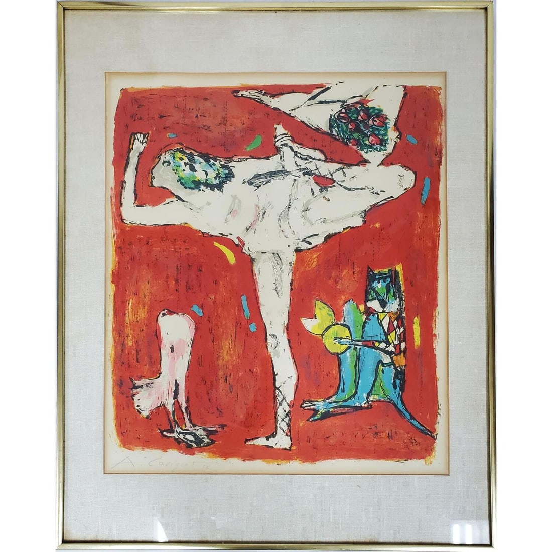Alois Carigiet, Swiss (1902-2985), Lithograph: Alois Carigiet, Swiss (1902-2985), Early Signed Lithograph "The Little Dancer". Pencil Signed Lower Left & Dated '58. In Original Frame. Condition: Generally Very Good, Some Foxing Due to Age. Framed 