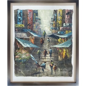 Chinese Signed Painting Oil on Canvas