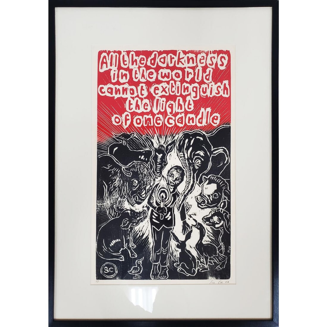 Sue Coe, American (b.1952) Colored Woodcut Print (1 of 8)