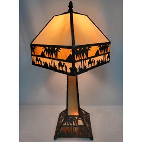 Antique Egyptian Motif Stained Glass Lamp