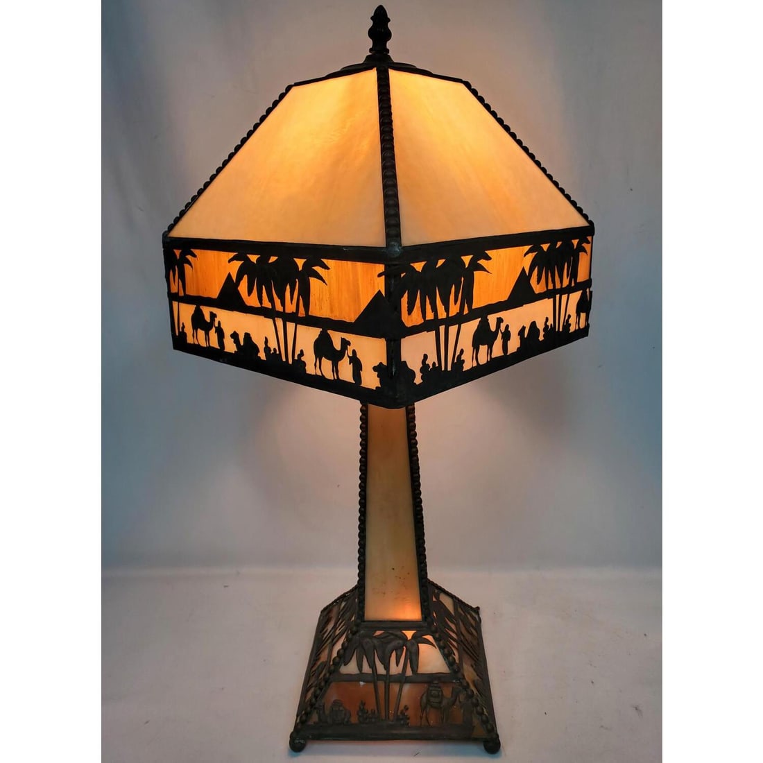 Antique Egyptian Motif Stained Glass Lamp (1 of 6)