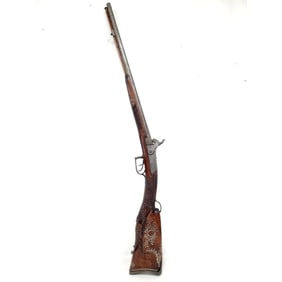 Antique Silver Inlaid Double Barrel Shotgun