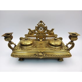 Antique 19th C. Probably English Brass Inkwell