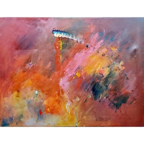 Signed Abstract Painting, Oil on Canvas