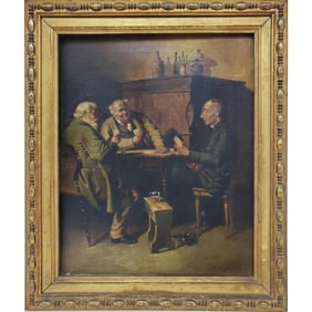 Antique Signed Italian Painting Oil on Canvas