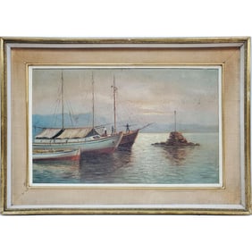 Old Signed Painting Oil Masonite