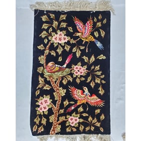 Unusual Old Persian Tabriz Partially Silk Rug