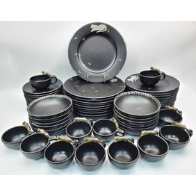 Rare 60 Pcs Emilia Castillo Black Silver Inlay Set