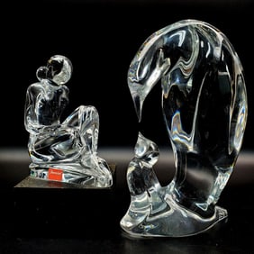 Lot of 2 Vintage Baccarat France Glass Figures