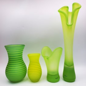Lot of 4 Vintage Kosta Boda Art Glass Vases