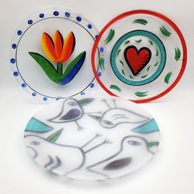 Lot of 3 Vintage Kosta Boda Art Glass Platters