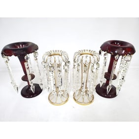 Lot of 4 Antique Glass Lusters