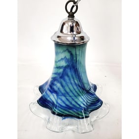 Unique Swirl Art Glass Hanging Swag Chandelier