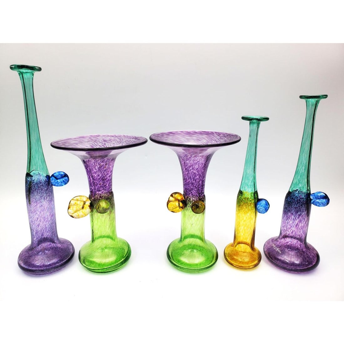Lot of 5 Vintage Kosta Boda Art Glass Vases: Lot of 5 Vintage Kosta Boda Art Glass Vases Designed by Bertil Vallien. All Fully Signed & Numbered At The Bottom. Condition: Excellent. Dimensions: Tallest-H-10". Provenance: From a Long Island, NY H