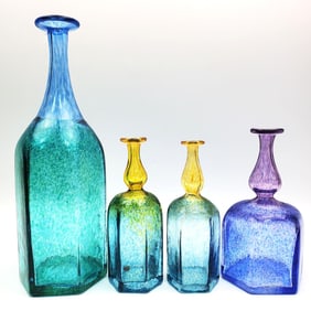 4 Vintage Kosta Boda "Antikva" Art Glass Vases