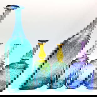 4 Vintage Kosta Boda "Antikva" Art Glass Vases: Lot of 4 Vintage Kosta Boda "Antikva" Art Glass Vases. All Fully Signed & Numbered At The Bottom. Condition: Excellent. Dimensions: Tallest-H-11". Provenance: From a Long Island, NY Home. Please note