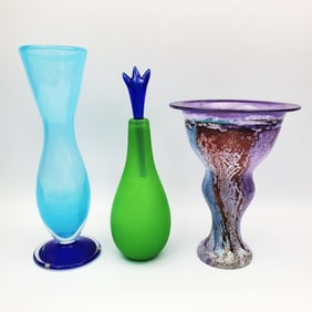 Lot of 3 Vintage Kosta Boda Art Glass Items