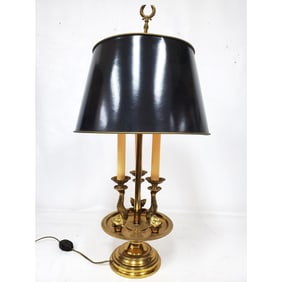 Antique Brass 3-Light Bouillotte Lamp w/ Shade
