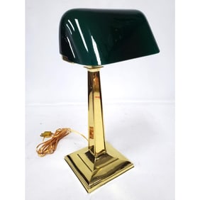 Antique Emeralite Bankers Lamp w/ Shade, c. 1922