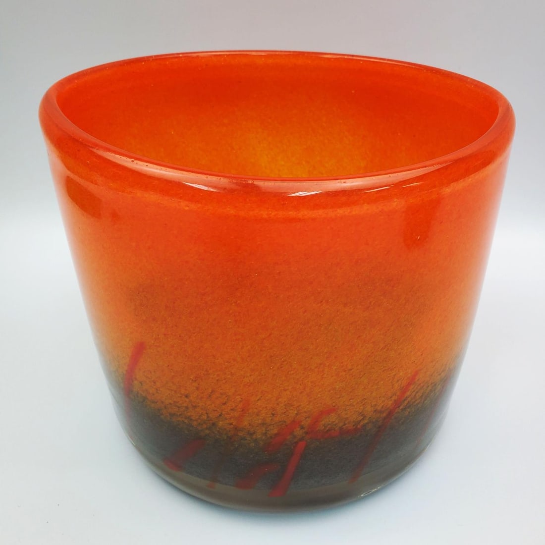 Henry Dean Art Glass Cylinder Vase Bowl (1 of 4)