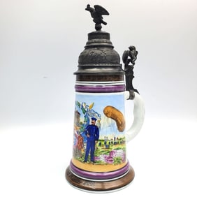 Antique German Hand-Painted Lithophane Stein