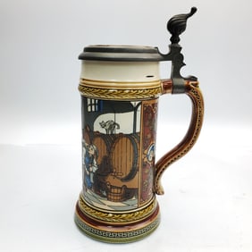 Antique German Mettlach "Cellar Scene" Stein