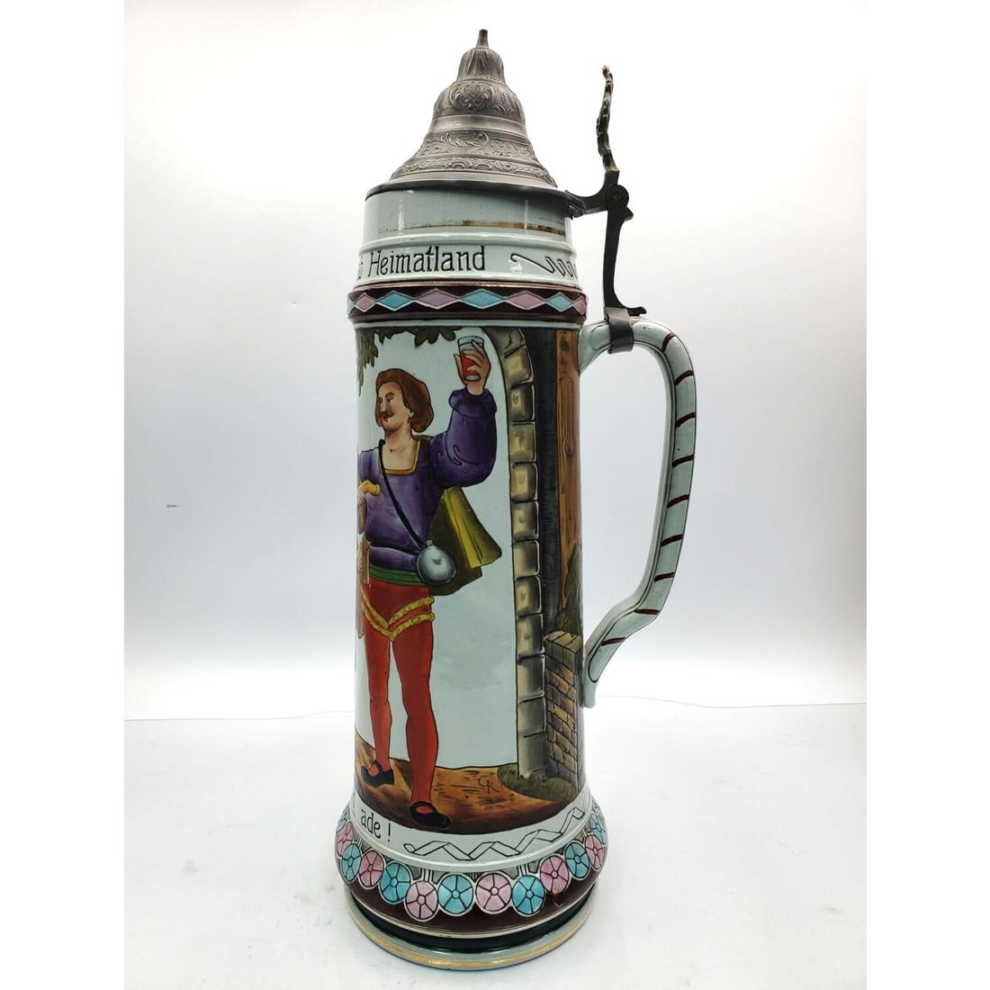 Antique Large German Stein Depicting 3 Musicians (1 of 7)